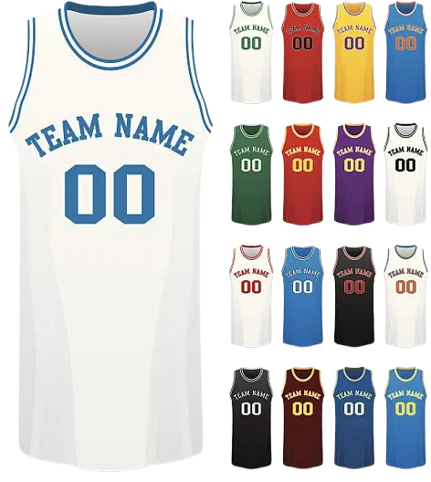 Custom basketball jerseys tailored for teams and players.